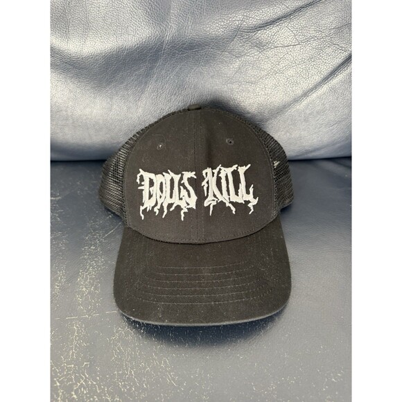 Dolls Kill Men's Trucker Hat Mesh Snapback Cap Embroidered Black One Size - Picture 1 of 2
